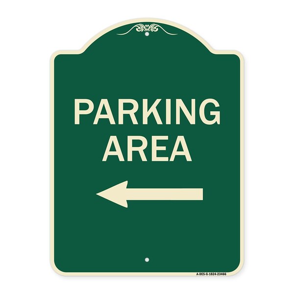 Signmission Parking Area with Left Arrow Heavy-Gauge Aluminum Architectural Sign, 24" x 18", G-1824-23466 A-DES-G-1824-23466 - main